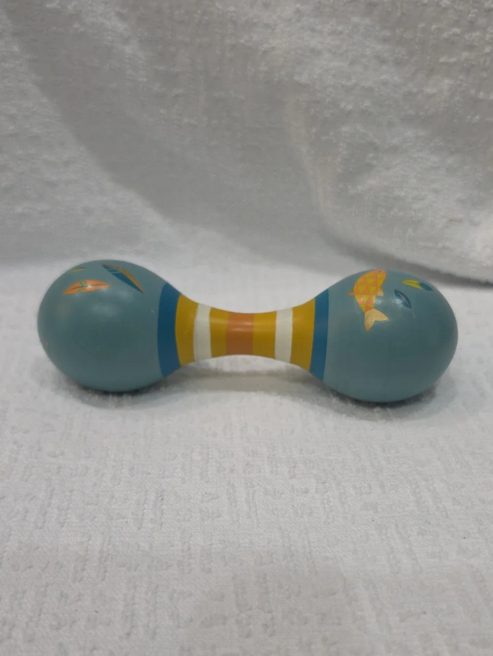 ☆ Moulin Roty - Le Voyage D'olga Blue Double Maracas Wooden Baby Rattle ☆